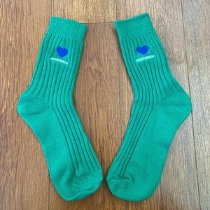 ADER ERROR Embroidered Heart Logo Green Socks
